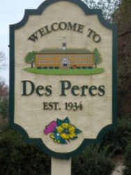 welcome to des peres, mo sign