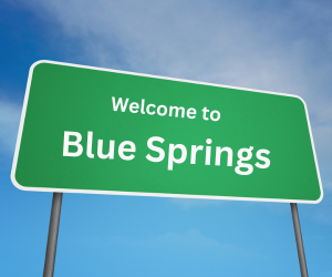 welcome to blue springs, mo sign