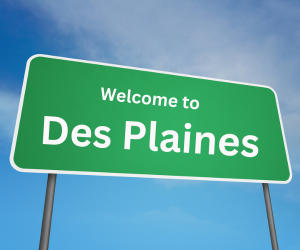 welcome to des plaines, il sign